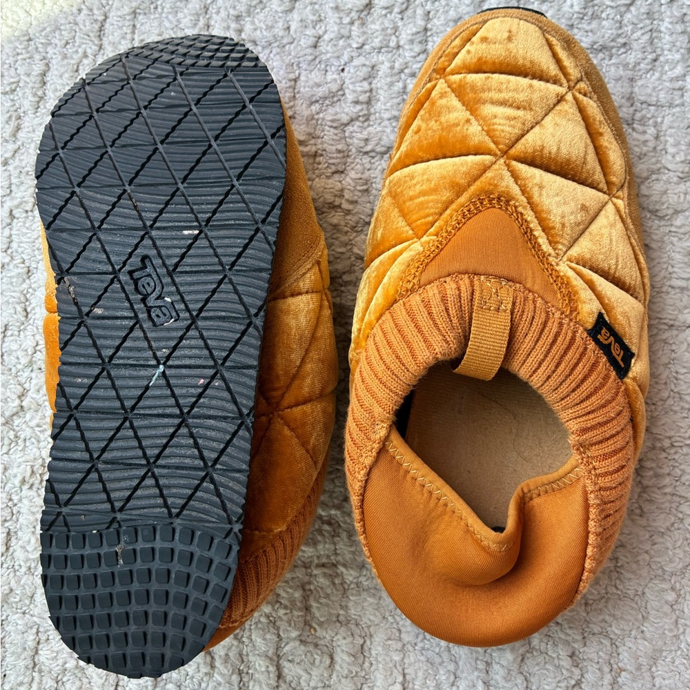 Teva Velvet Quilted Slip-On Moccasins in Golden Yellow